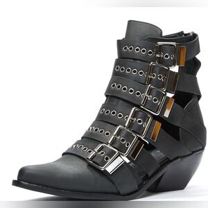 Jeffrey Campbell disturbed boot bootie Black Strappy Ankle Boots